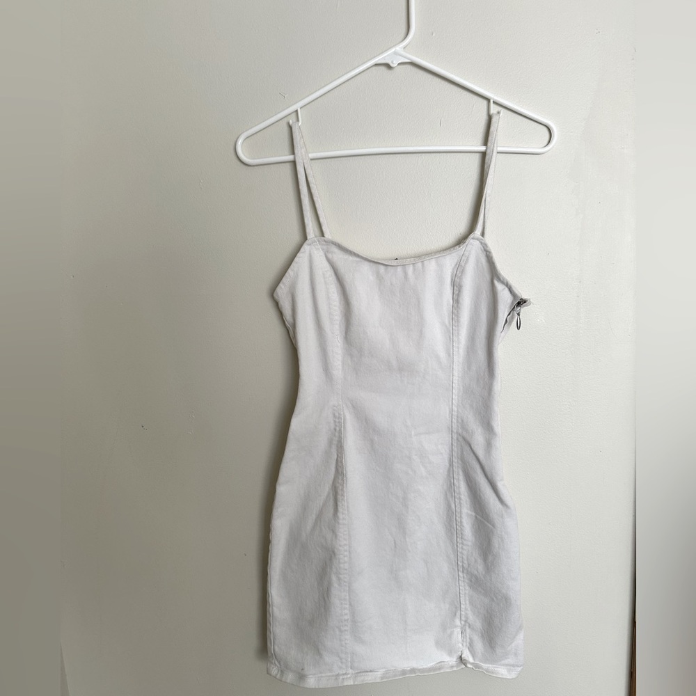 white tight jean dress from H&M